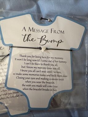 'A Message From the Bump' Heart Charm Bracelet - Black Cord. Set of 4